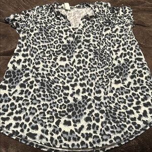Sew In Love Black and Gray Animal Print Blouse — GENTLY USED!